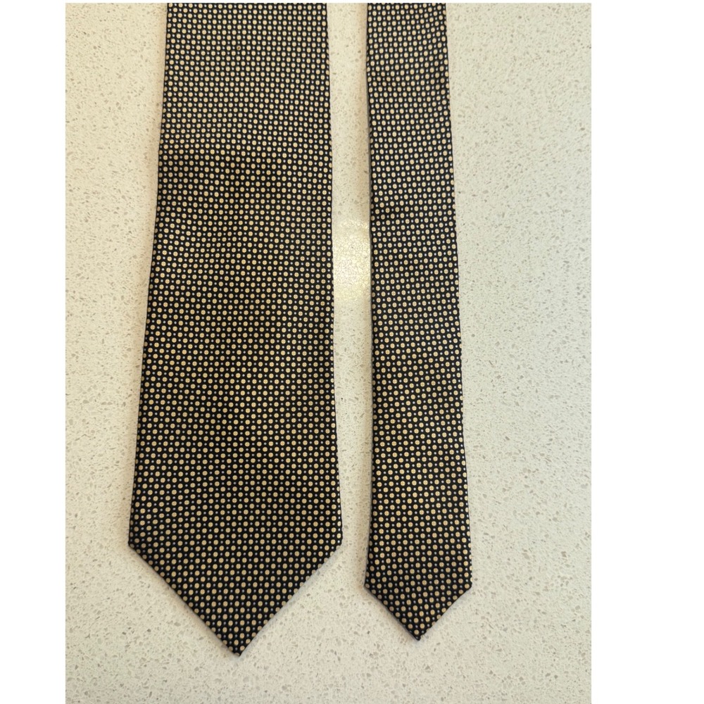 Stefano Ricci for Aramis Mens Silk Tie Gold Black Geometric Medallion Italy
